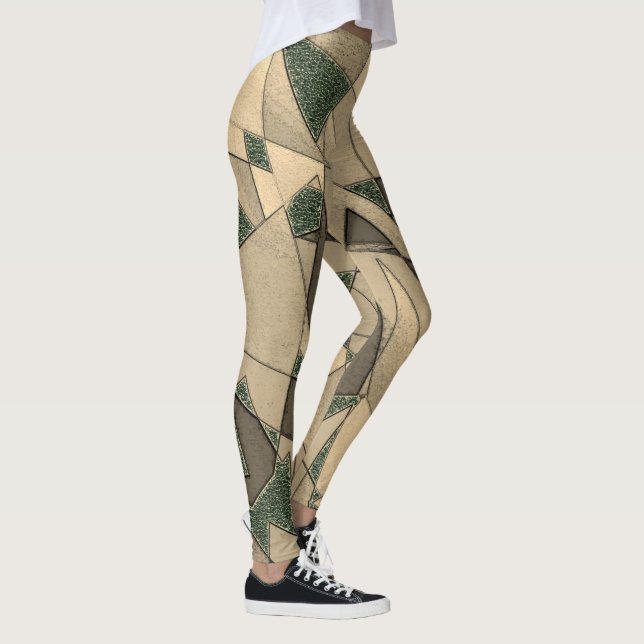 Beige triangular cutout on 'dark green background' leggings (Right)