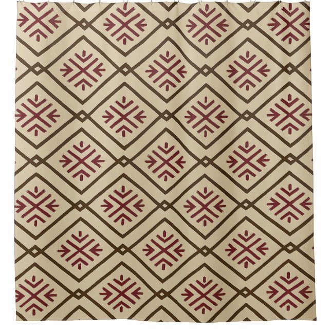 Beige Tribal-Inspired Shower Curtain (Front)