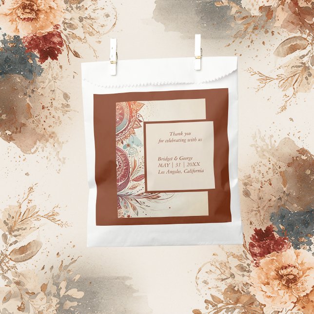 beige tribal wedding motif favour bags (Creator Uploaded)