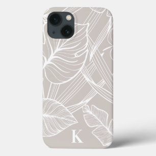 Beige Tropical Palm Leaf Pattern iPhone 13 Case