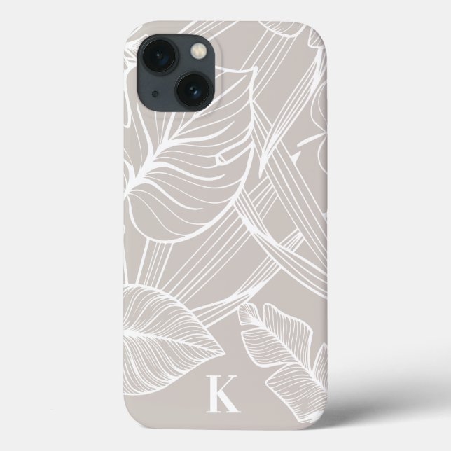 Beige Tropical Palm Leaf Pattern Case-Mate iPhone Case (Back)