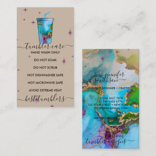 Beige Tumbler care logo with texture Business Card