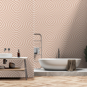 Beige Twisted Chequerboard Wallpaper