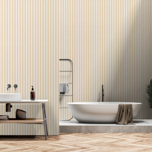 Beige Two Inch Wide Butcher Stripe Wallpaper