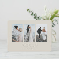 Beige Ultra Minimal Triple Photo Wedding Flat