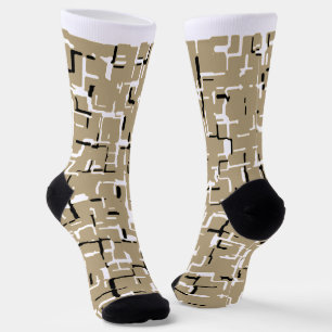 Beige Unique Black and White Pattern   Socks