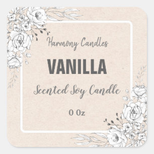 Beige Vanilla Soy Candle Product Labels