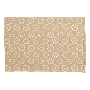 Beige Vibrant Y2K Wildflower Bold Retro Spring Pillowcase