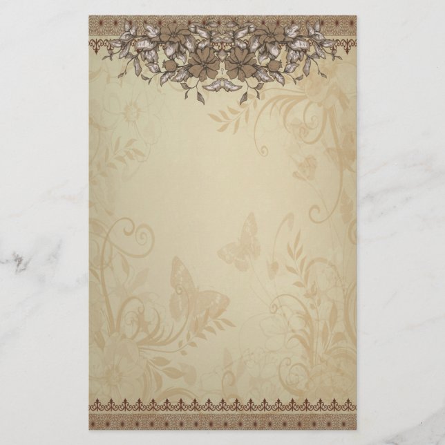 Beige Vintage Lace Wedding Stationery (Front)