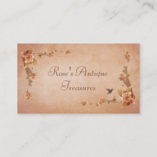 Beige Vintage Lilies Antique Store Business Card