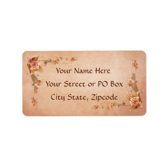 Beige Vintage Lilies Label (Front)