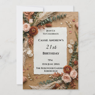Beige Vintage Milestone Birthday Invitation