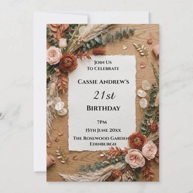 Beige Vintage Milestone Birthday Invitation (Front)