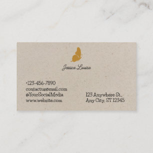 Beige Vintage Minimal Elegant Butterfly Business Card