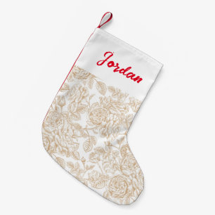 Beige Vintage Rose Flower Pattern Small Christmas Stocking