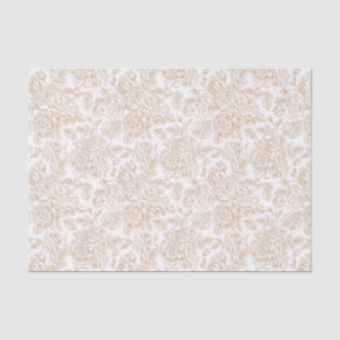 Beige Vintage Rose Flower Pattern Tissue Paper
