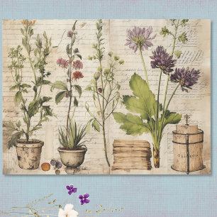 Beige Vintage Watercolor Natural Wildflower Tissue Paper