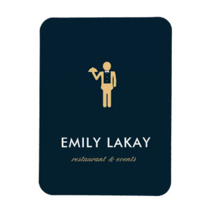 Beige waiter silhouette blue magnet