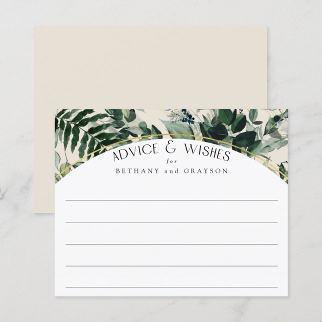 Beige watercolor Greenery foliage wedding advice  (Front/Back)