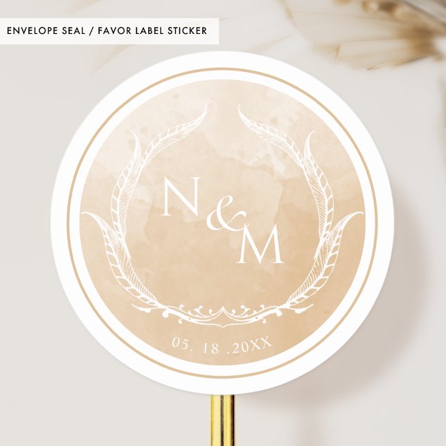Beige Watercolor Monogram Envelope Seal /Favour (Creator Uploaded)