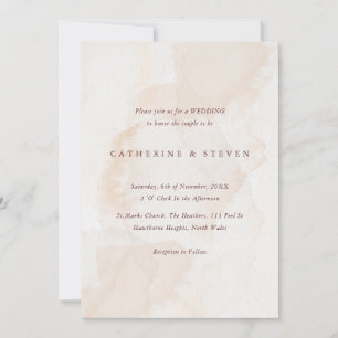 Beige Watercolour Coastal Wedding Invitation