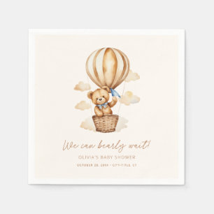Beige We Can Bearly Wait Minimalist Baby Shower Napkin