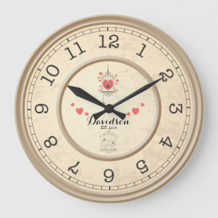 Beige Wedding & Anniversary Personalised Wall Large Clock