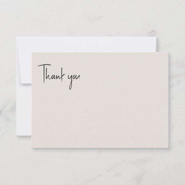 Beige Wedding Blank Thank You Card (Front)