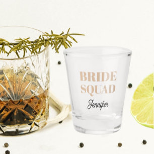Beige Wedding Bride Squad Personalized Shot Glass