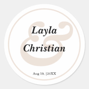 Beige Wedding Classic Round Sticker