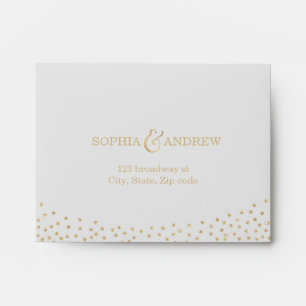 Beige Wedding RSVP Envelope & gold glitter Liner