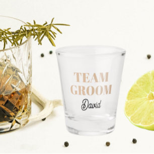 Beige Wedding Team Groom Personalised Shot Glass