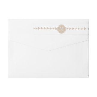 Beige White Aztec Arrows Monogram Wrap Around Label