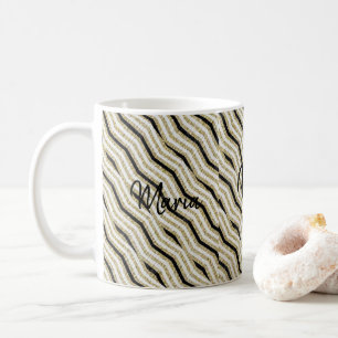 Beige White Black Stripe Mug