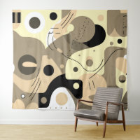 Beige white black, whimsical shapes modern design