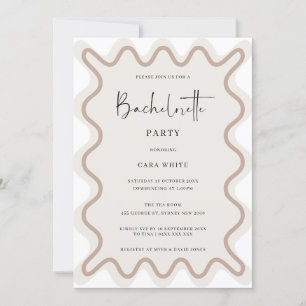 Beige White Border Bachelorette Party Invitation
