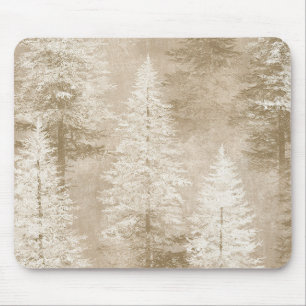 Beige White Christmas Trees   Mouse Mat