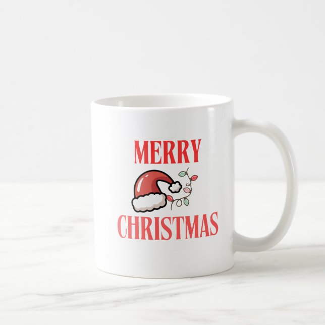 Beige & White Festive Merry Christmas Classic Mug  (Right)