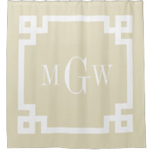 Beige White Greek Key #2 Framed 3I Monogram