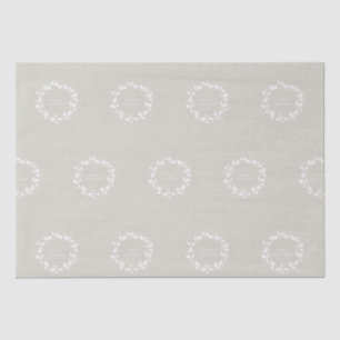 Beige + White Merry Christmas Holly Wreath Tissue Paper