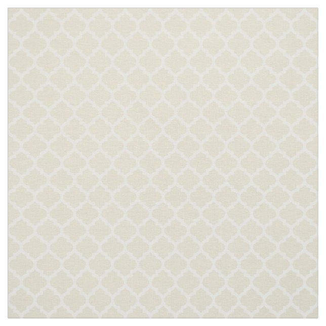 Beige, White Moroccan Quatrefoil Pattern #5 Sz3 Fabric (Swatch)