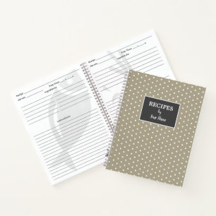 Beige White Polka Dot Personalised Recipe Book