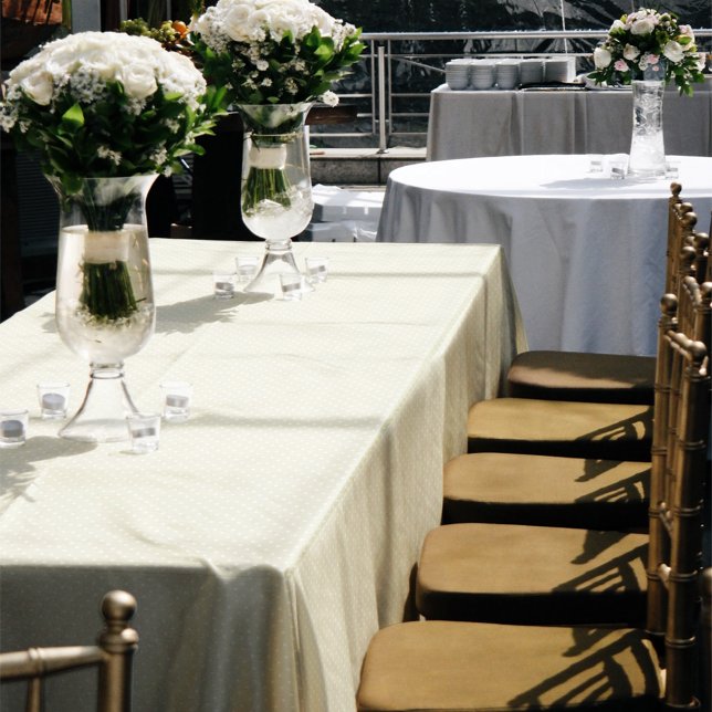 Beige White Polka Dots Tablecloth (Creator Uploaded)