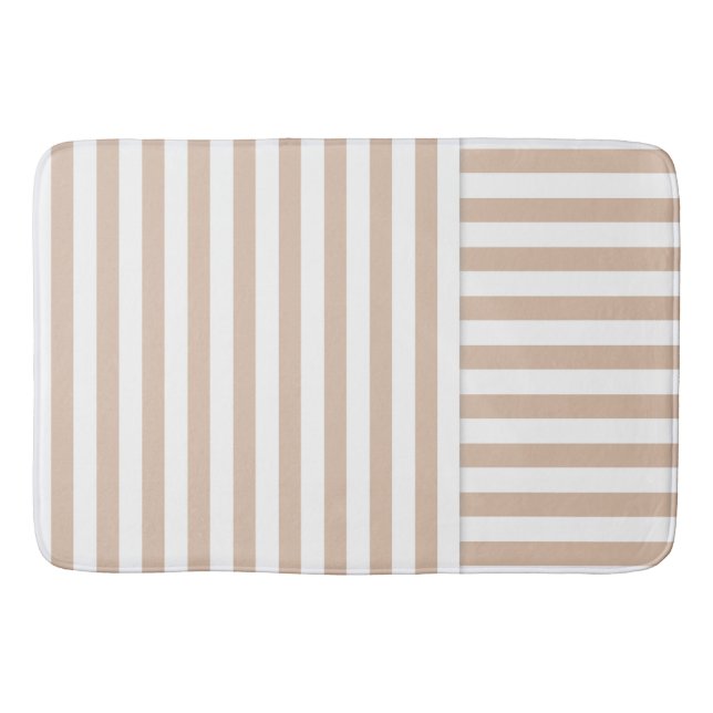 beige white stripe pattern bath mat (Front)