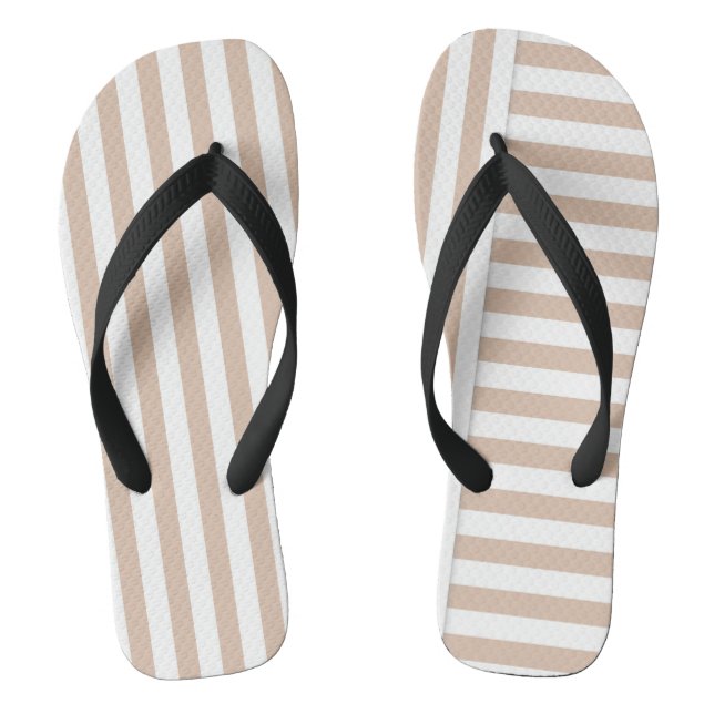 beige white stripe pattern flip flops (Footbed)