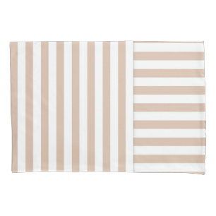 beige white stripe pattern pillowcase