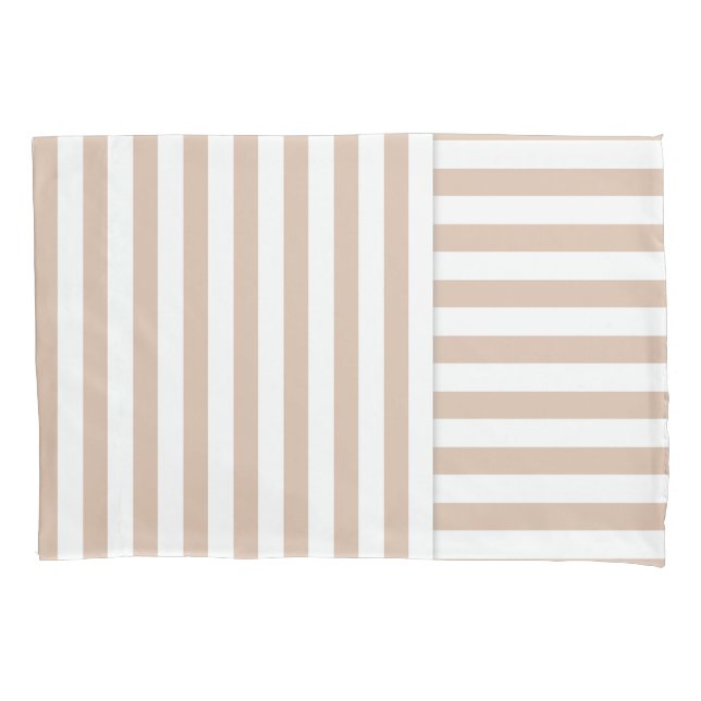beige white stripe pattern pillowcase (Front)