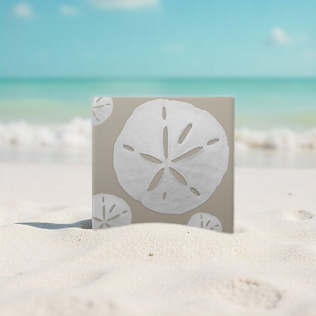 Beige & White Tropical Beach Sand Dollar Tile (Creator Uploaded)