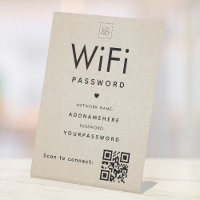 Beige WiFi Password Code Company Logo QR Code