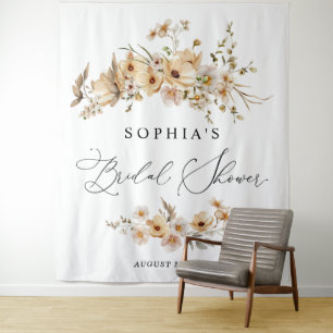 Beige Wild Flowers Bridal Shower Tapestry